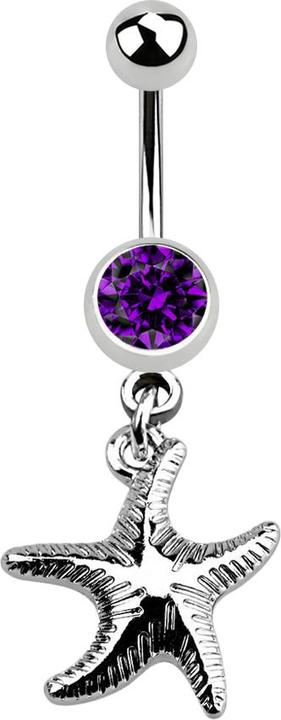 Produktbild Star Piercing Banane silber mit Anhänger Seestern violett (ohne Messing, Chirurgenstahl 316L)