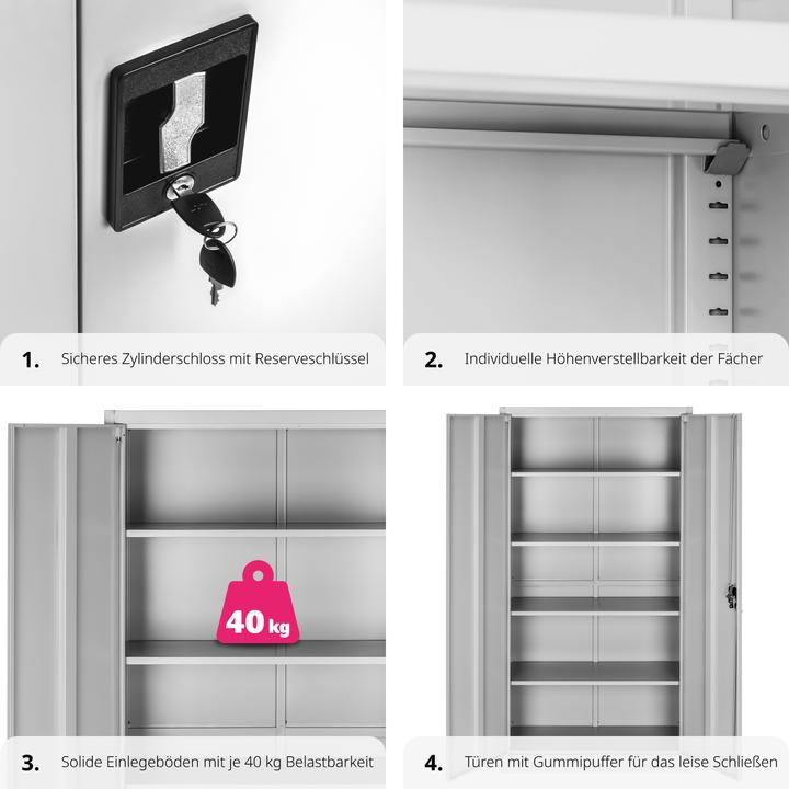 Produktbild tectake Aktenschrank (90 x 40 x 180 cm)