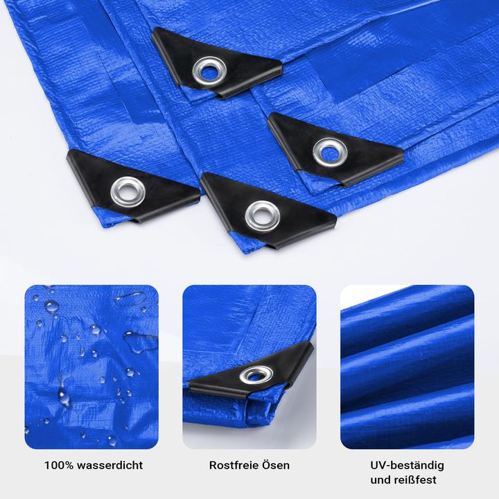 Actual product image Wiltec Cover tarpaulin weatherproof blue 7x6m PE tarpaulin with eyelets 240g/m² Garden tarpaulin (7 x 6 m)
