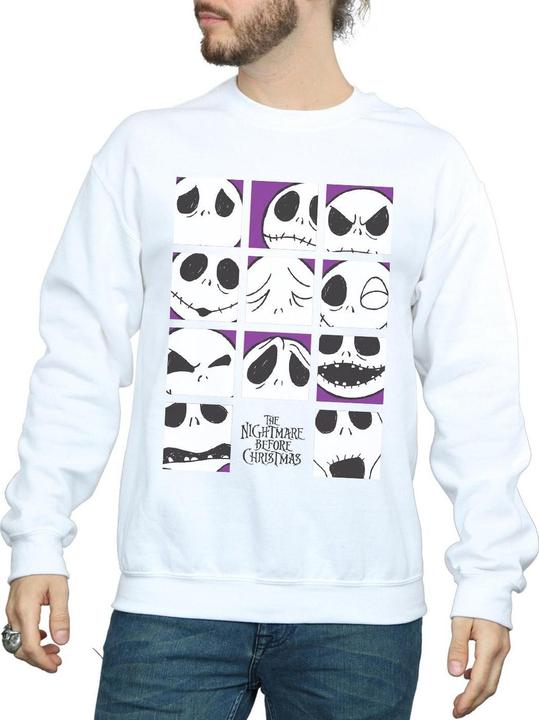 Actual product image Disney Mens Nightmare Before Christmas Many Faces Of Jack Squares Sweatshirt (S)