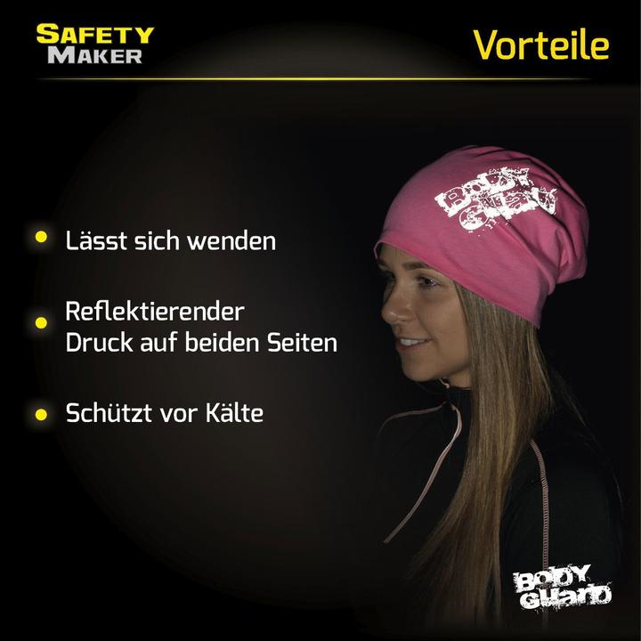 Produktbild SafetyMaker Wende Beanie reflektierend pink/silber