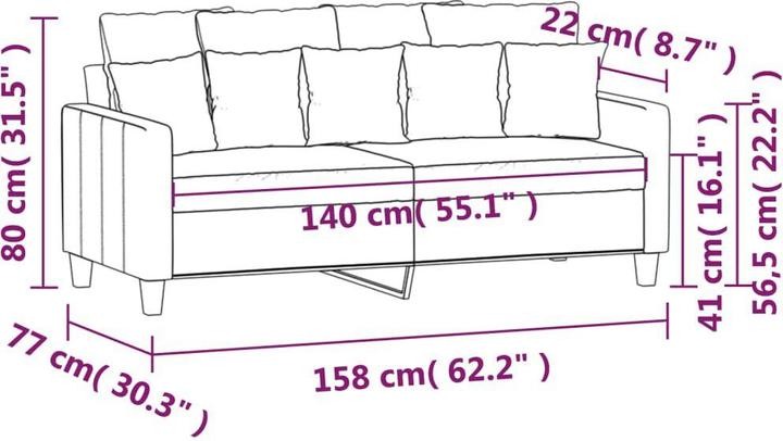 Immagine prodotto VidaXL Divano 2 posti nero 140 cm in tessuto,Colore: Nero,Materiale (2 posti)
