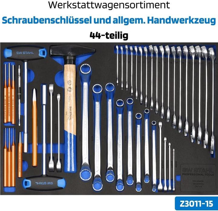 Image du produit SW-Stahl Z3116 Chariot d'atelier professionnel TT801 bleu I 8 tiroirs I 3 tiroirs remplis I 213 pièces I (213 x)
