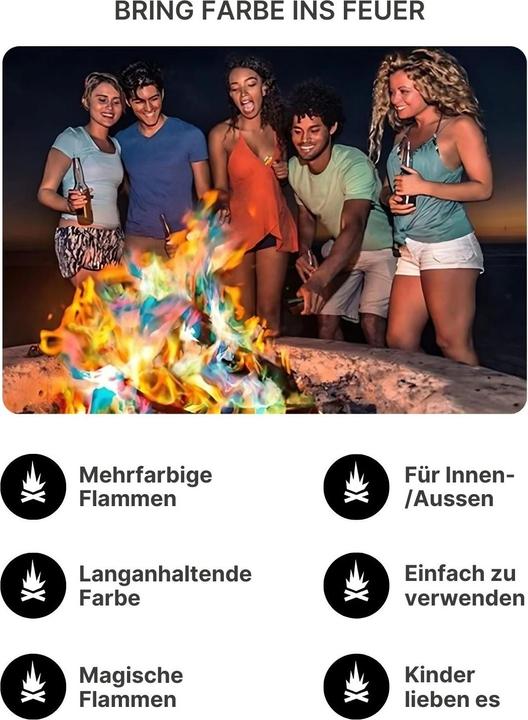 Produktbild Hermex Magic-Fire-Pulver Pulver zur Flammenfärbung Feuerfarben-Pulver Set