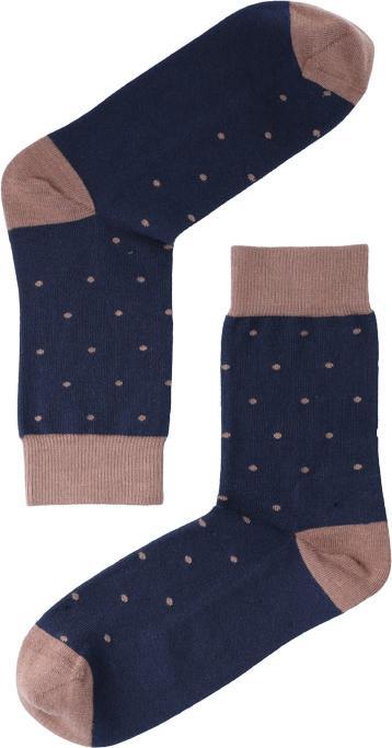 Navy, brown dots