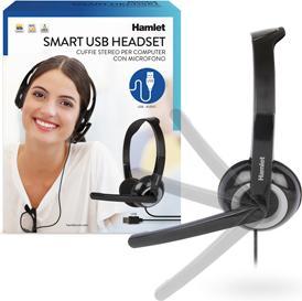 Actual product image Hamlet Smart Headset for computer with microphone and usb connection (Cable)