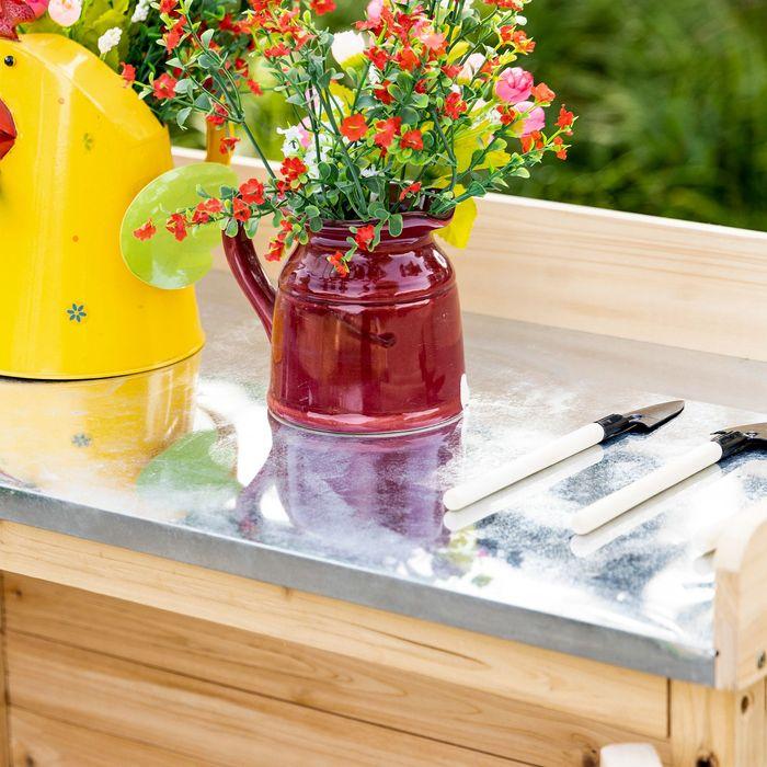 Image du produit Swisshandel24 Meuble de jardin Table à plantes avec meuble bas en bois, 2 étagères, 83 x 40 x 92 cm