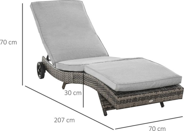 Produktbild Outsunny Gartenliege mit Rädern (207 cm)