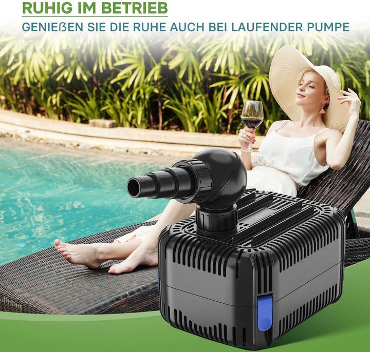 Produktbild SunSun CDF-6000 Teichpumpe 6000 l/h / 40W 24V DC Gartenteichpumpe Bachlaufpumpe
