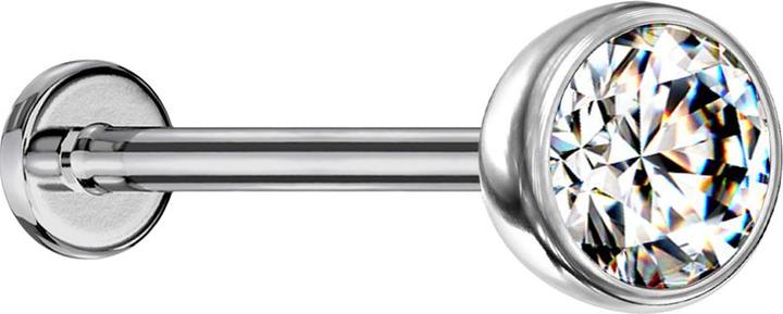 Produktbild Star Piercing Micro Threadless Labret silber Halbkugel mit Kristall silber (Titan G23, ohne Messing)