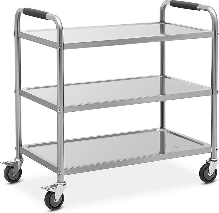 Royal Catering Servierwagen Küchenwagen Rollwagen Küche 3 Borde bis 195 kg Ablagen: 90 x 50 cm