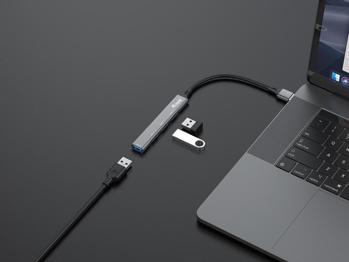 Produktbild equip USB-Hub 4-Port 3.0 ->1x3.0,3x2.0 o.Charger grau (USB-A, 4 Ports)