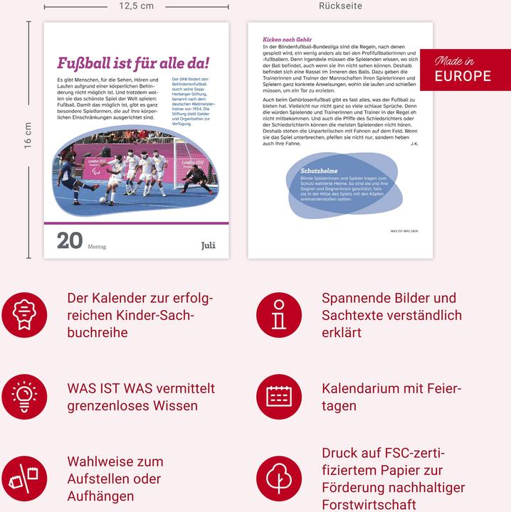 Produktbild Harenberg WAS IST WAS Der Kalender Tagesabreisskalender 2026 - Kinderkalender (Deutsch)