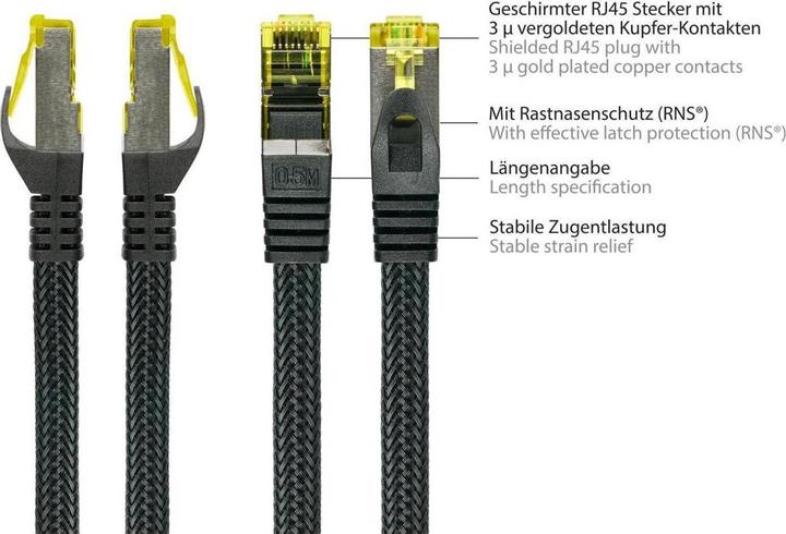 Produktbild Varia SO-37121 - Patchkabel Cat.7, S/FTP, 5m, schwarz (S/FTP, CAT7, 5 m)