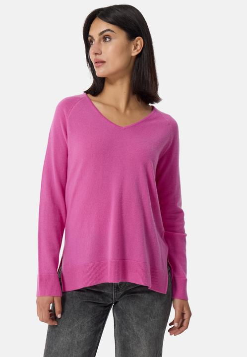 Cash-Mere Kaschmir V-Ausschnitt Pullover mit Seitenschlitzen