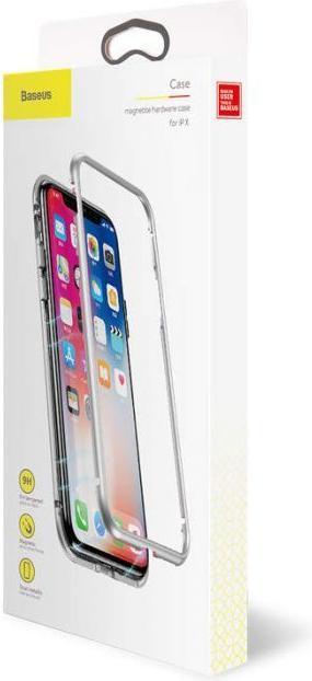 Immagine prodotto Baseus iPhone X Magnetic Aluminium Protective Case Glass BackSilver (Apple iPhone X)
