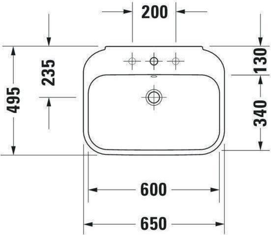 Immagine prodotto Duravit Lavabo HAPPY D.2 m ÜL HLB 650x500mm 1 foro per rubinetto bianco WG (500 mm, 650 mm)
