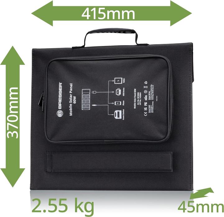 Actual product image Bresser Mobile solar charger 60 Watt with USB and DC output (60 W)