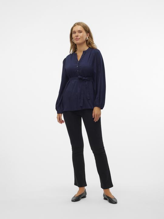 Produktbild Mamalicious Normal geschnitten Mandarin Kragen Ärmelbündchen mit Knopf Ballonärmel Top Bluse (S)