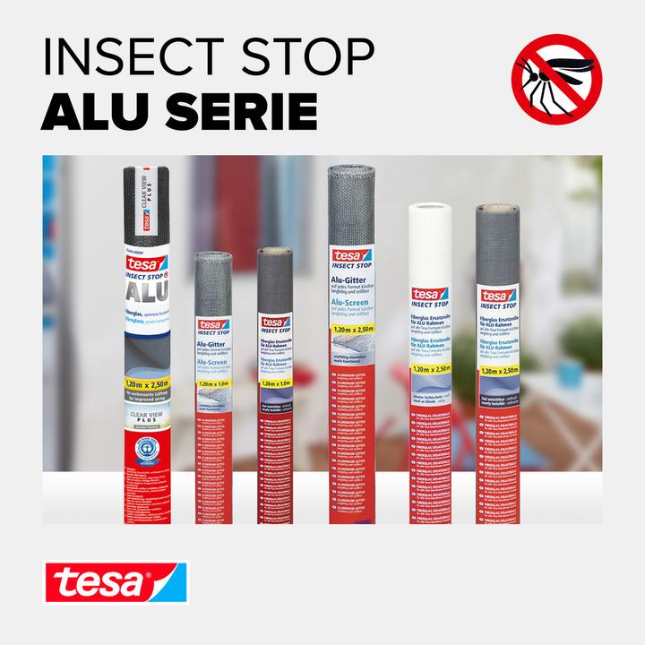 Produktbild tesa Insektenschutz Alu COMFORT Ersatzrolle, für Fenster, ohne Bohren (100 x 120 cm)