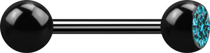 Produktbild Star Piercing Barbell schwarz mit Kugel und Kugel Kristall aqua (Chirurgenstahl 316L, ohne Messing)