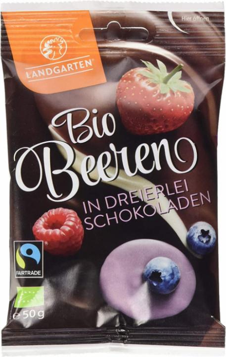 Actual product image Landgarten Organic berries in three chocolates (50g) (50 g)
