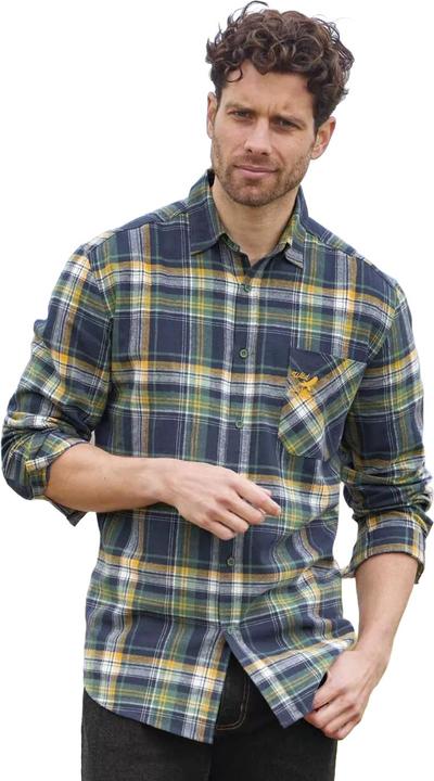 Actual product image Atlas For Men Mens Checked Flannel Embroidered Detail Shirt (5XL)