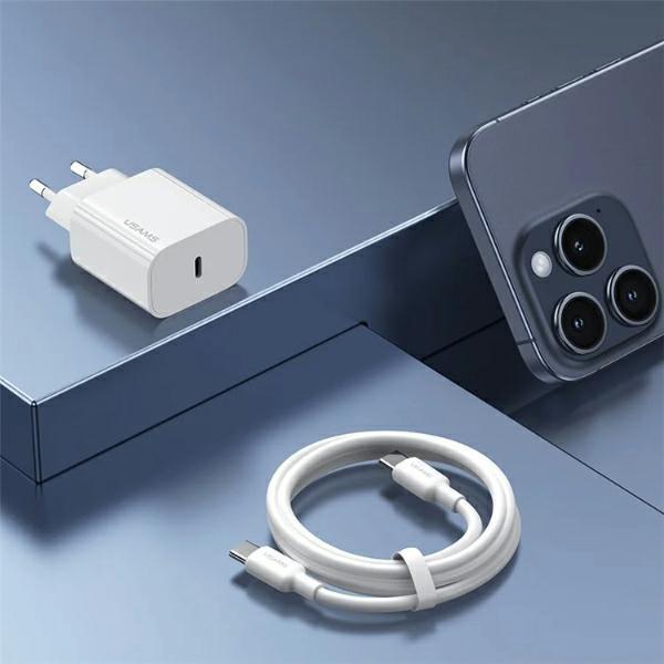 Immagine prodotto Usams Ład. siec. 1xUSB-C T65 PD20W PD Ricarica rapida US-CC226 + cavo USB-C/USB-C US-SJ711 60W biały/