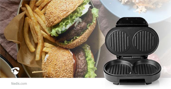 Produktbild Nedis Hamburger Macher | 1000 W | 10.5 cm | Automatischer Temperaturkontrolle | Kunststoff / Metall
