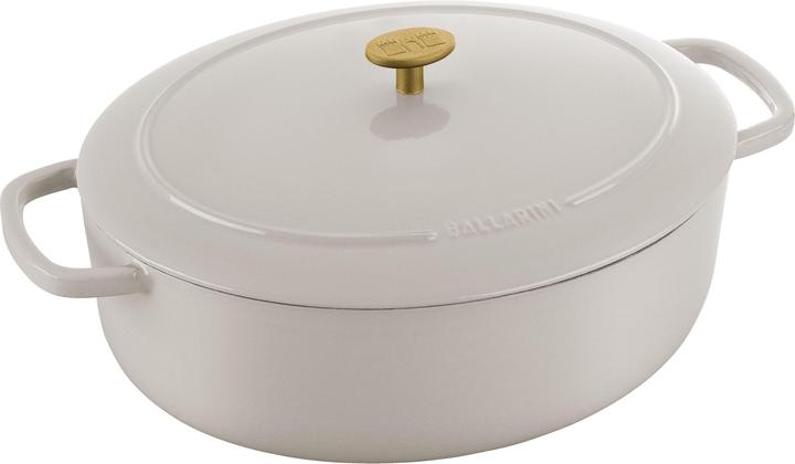 Ballarini Cocotte BELLAMONTE 37 cm oval 9,5 Liter Bräter aus Gusseisen weiss (37 cm, Bräter + Schmortopf, Gusseisen)