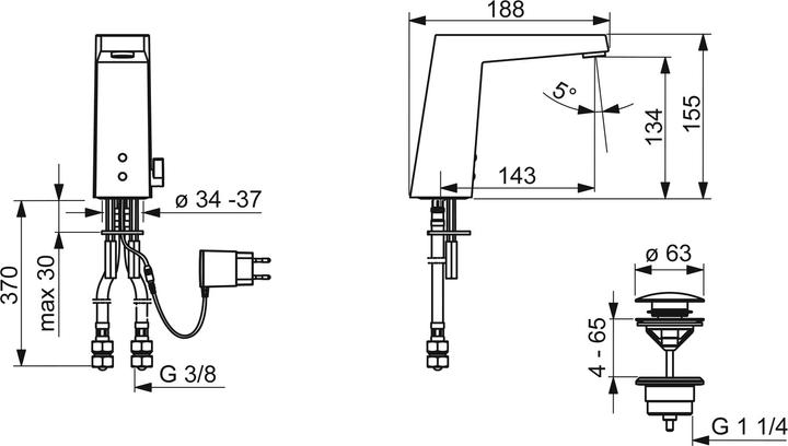 Actual product image Hansa Hansaloft washbasin tap, touchless, Bluetooth enabled, operating voltage: 9/12V, PSD sensor, p