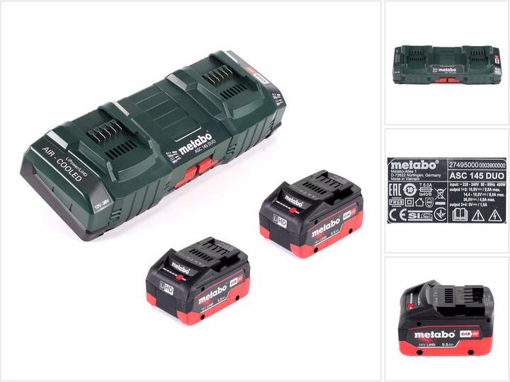 Metabo Basic set with 2x battery LIHD 5,5Ah + ASC 145 DUO double charger (18 V)