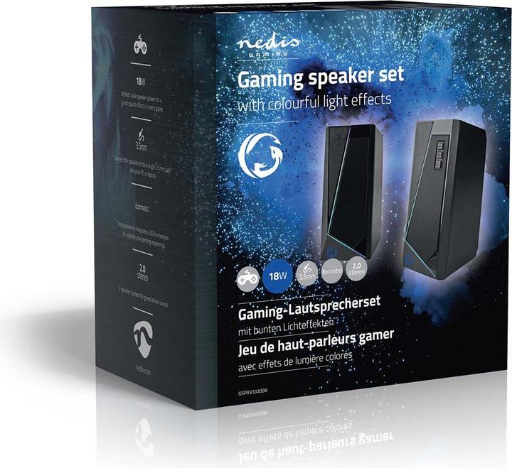 Produktbild Nedis Gaming-Lautsprecher | Lautsprecherkanäle: 2.0 | Stromversorgung über USB | 3.5 mm Stecker | 18