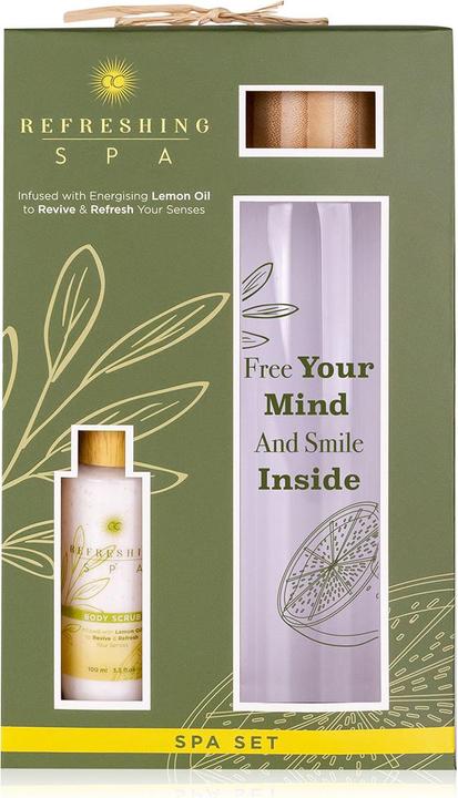 Accentra Wellness-Set REFRESHING SPA in Geschenkbox, inkl. 100ml Körperpeeling, Wasserflasche aus Glas (550ml (Körperpflegeset)