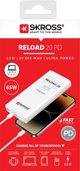 Immagine prodotto Peter Jäckel SKROSS Banca di potenza RELOAD 20000 64W PD Bianco (20000 mAh, 65 W, 74 Wh)
