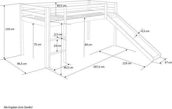 Actual product image Homestyle4u Loft bed with slide and tower (90 x 200 cm)