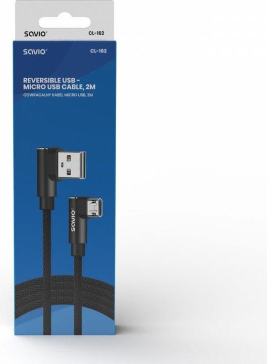 Immagine prodotto Savio CL-162 cavo USB-micro USB, 2m, kątowy, oplot (2 m)