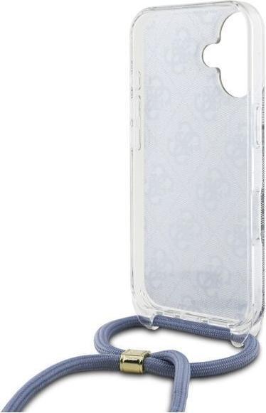 Immagine prodotto Guess GUHCP16SHC4SEB iPhone 16 6.1" niebieski/blu custodia rigida Crossbody Cord 4G Print