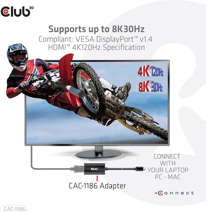 Actual product image Club 3D Club3D Adapter MiniDisplayPort > HDMI 2.1 HDR 120Hz active (Mini DP, 0.60 cm)