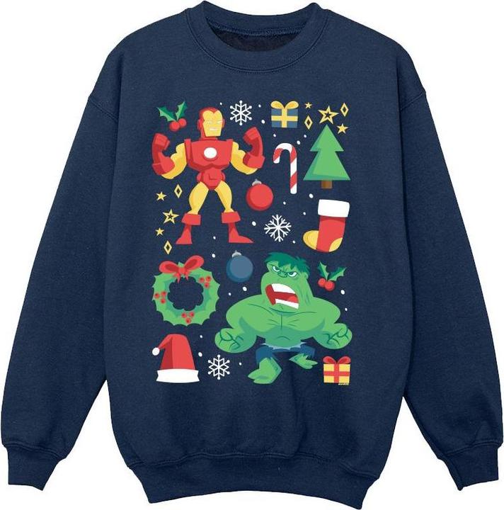 Iron Man And Hulk Christmas Day Sweatshirt Jungen