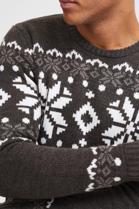 Image du produit Solid Norwig Pull En Grosse Maille Pull-Over Tricot Pour Homme Avec Encolure Rond (S)