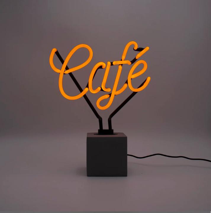 Actual product image Locomocean Glass Neon Table Lamp with Concrete Base - Café