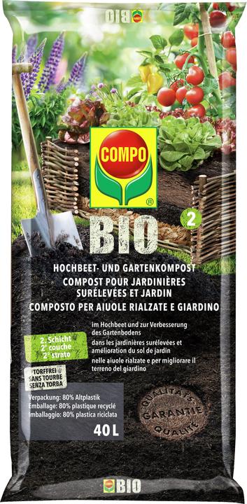 Compo Bio Hochbeet- und Gartenkompost (40 l, Erde ohne Torf)