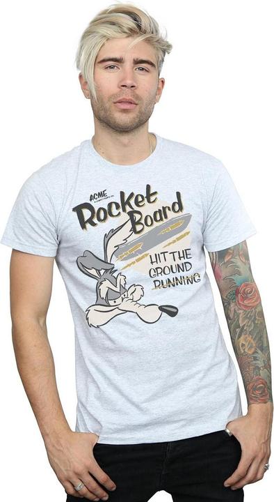 Actual product image Looney Tunes Mens Rocket Board Wile E Coyote Cotton T-Shirt (XL)