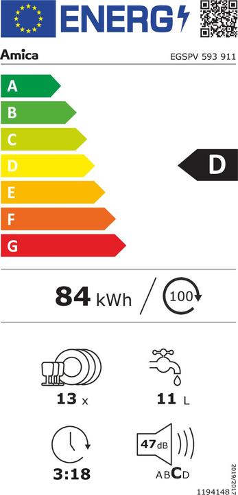 Energy Label Amica EGSPV 593 911