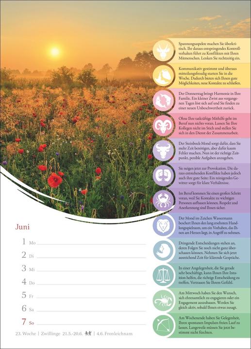 Actual product image Harenberg Horoskope Wochenkalender 2026 - Wochenkalender mit Prognosen für alle Sternzeichen (German)