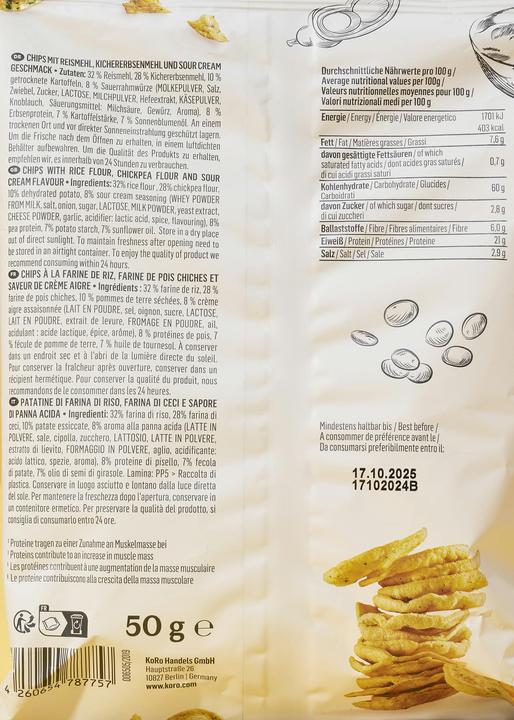 Actual product image KoRo Crisps with rice flour, chickpea flour and sour cream flavour (700 g)