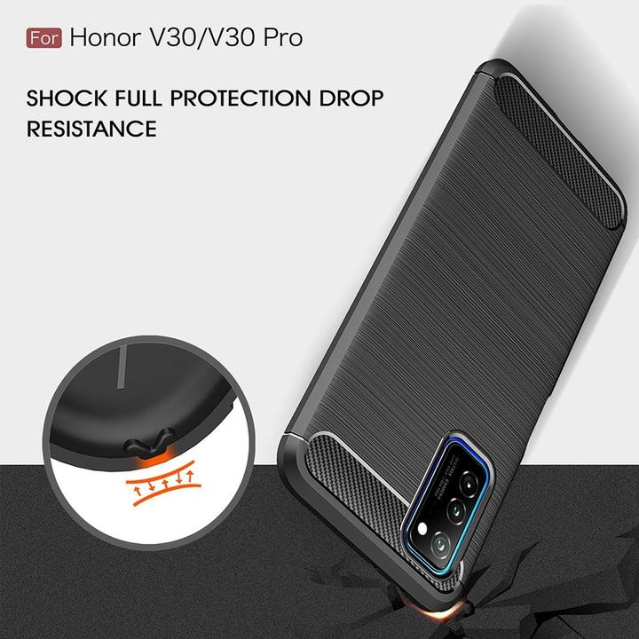 Actual product image König Design Case Mobile Protection for Huawei Honor V30 Case Cover Bumper Carbon Optics TPU Blue (Honor V30)