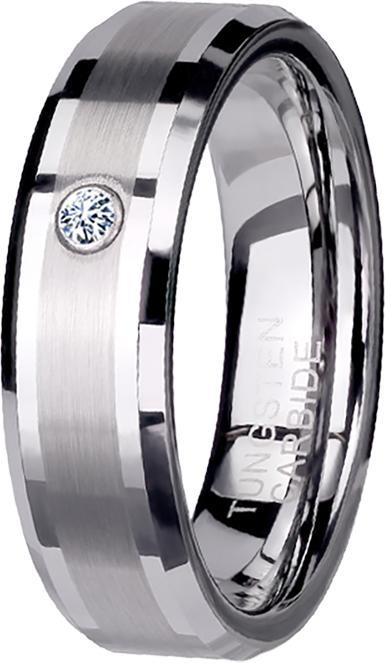 Produktbild Star Piercing Ring silber mittig gebürstet mit Kristall (57, 900 Platin)