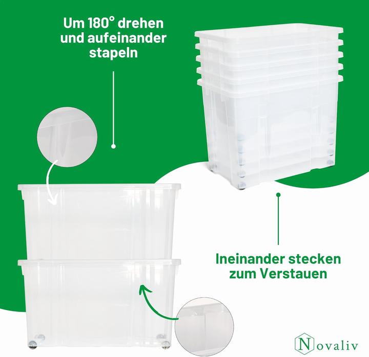 Actual product image Novaliv XXL Aufbewahrungsbox mit Deckel Gross 80L Anthrazit Nestbar stapelbare Plastikbox mit Clipver (61 x 40 x 45 cm, 80 l)